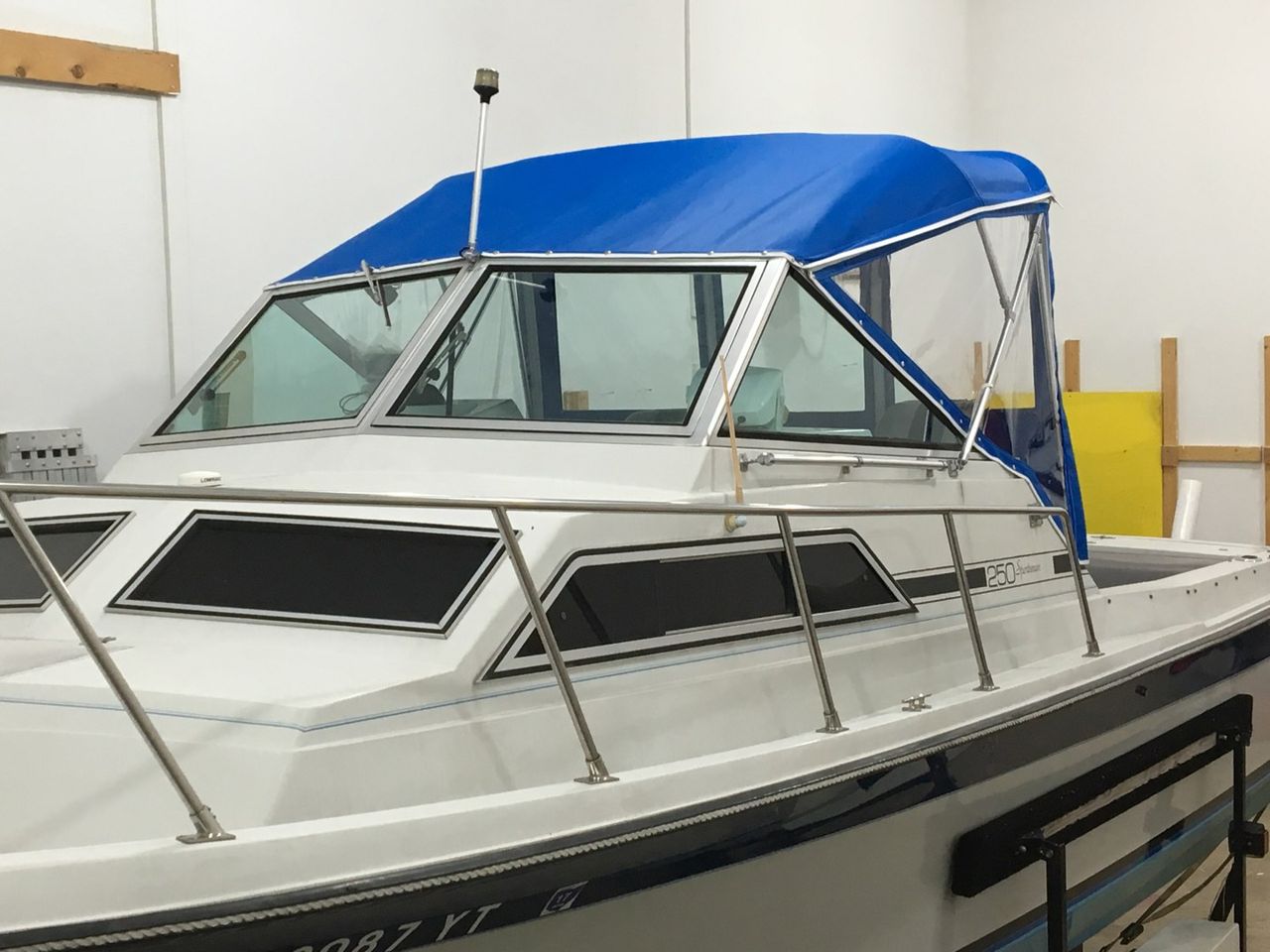 View Blue bimini and aft enclosure